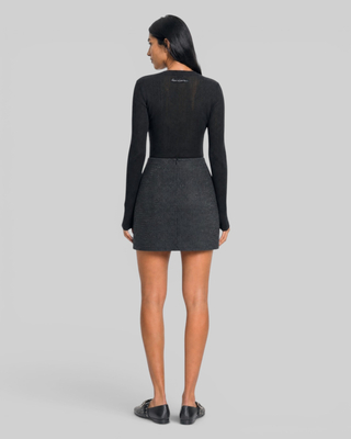 Black wool-blend top