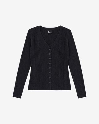 Black wool-blend top