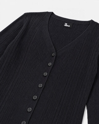 Black wool-blend top