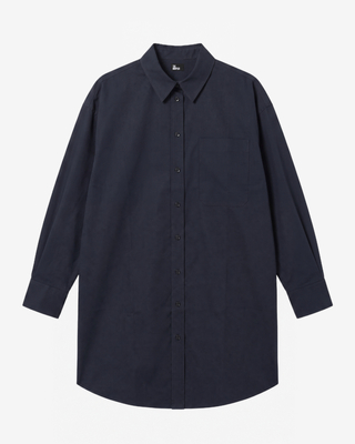 Short black cotton shirt dress