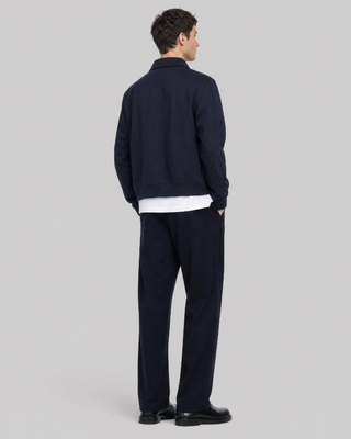 Straight-leg navy wool pants