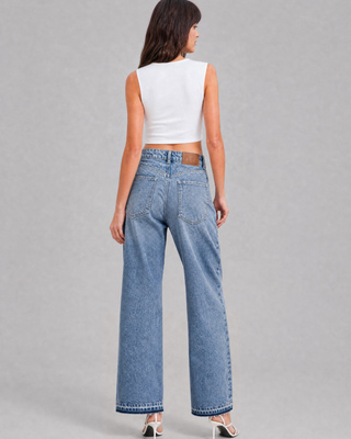 Light blue straight-leg jeans