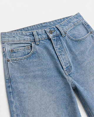 Light blue straight-leg jeans