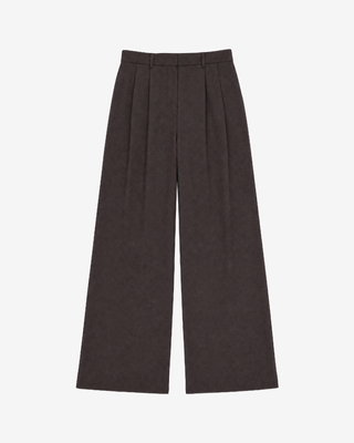 Wide-leg brown wool suit pants