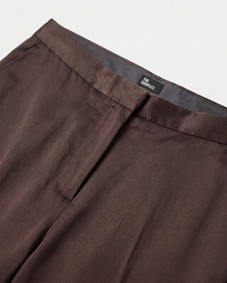 Wide-leg brown satin pants