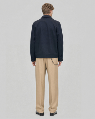 Navy Straight-Fit Zipper Jacket