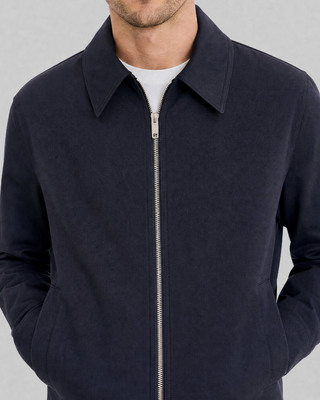 Navy Straight-Fit Zipper Jacket