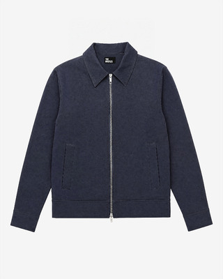 Navy Straight-Fit Zipper Jacket