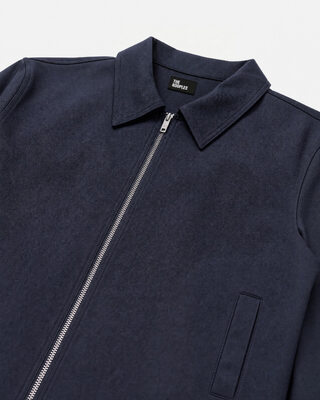 Navy Straight-Fit Zipper Jacket