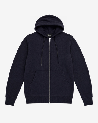 Navy Merino Wool Hooded Cardigan
