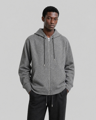 Gray reversible hooded sweatshirt