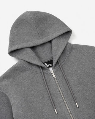 Gray reversible hooded sweatshirt