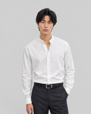 Solid white shirt with an officer's collar