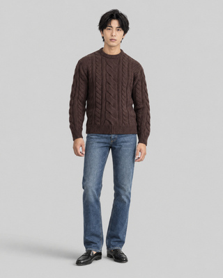 Medium-blue faded slim-fit jeans