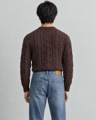 Medium-blue faded slim-fit jeans