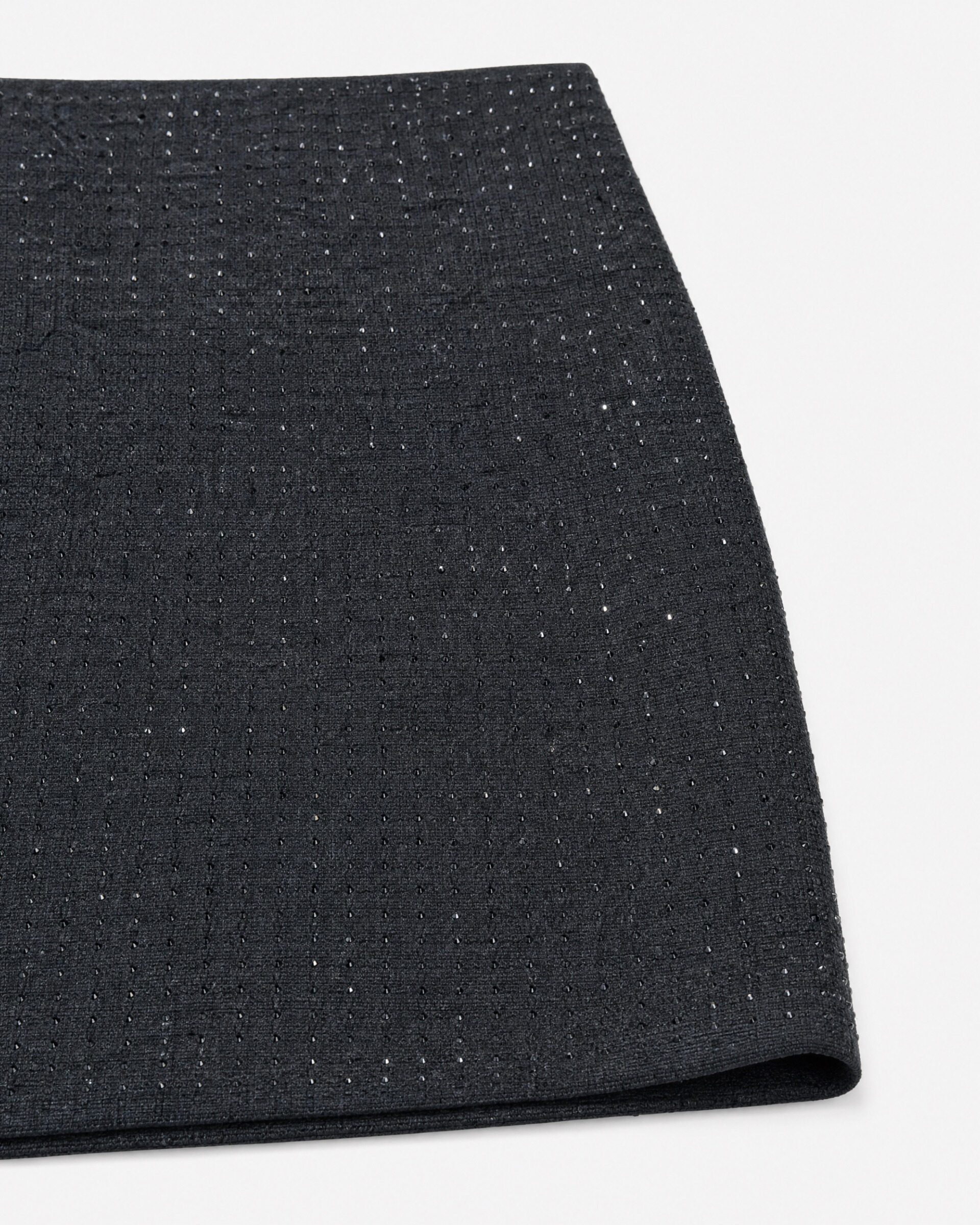 Gray wool-blend skirt with rhinestones