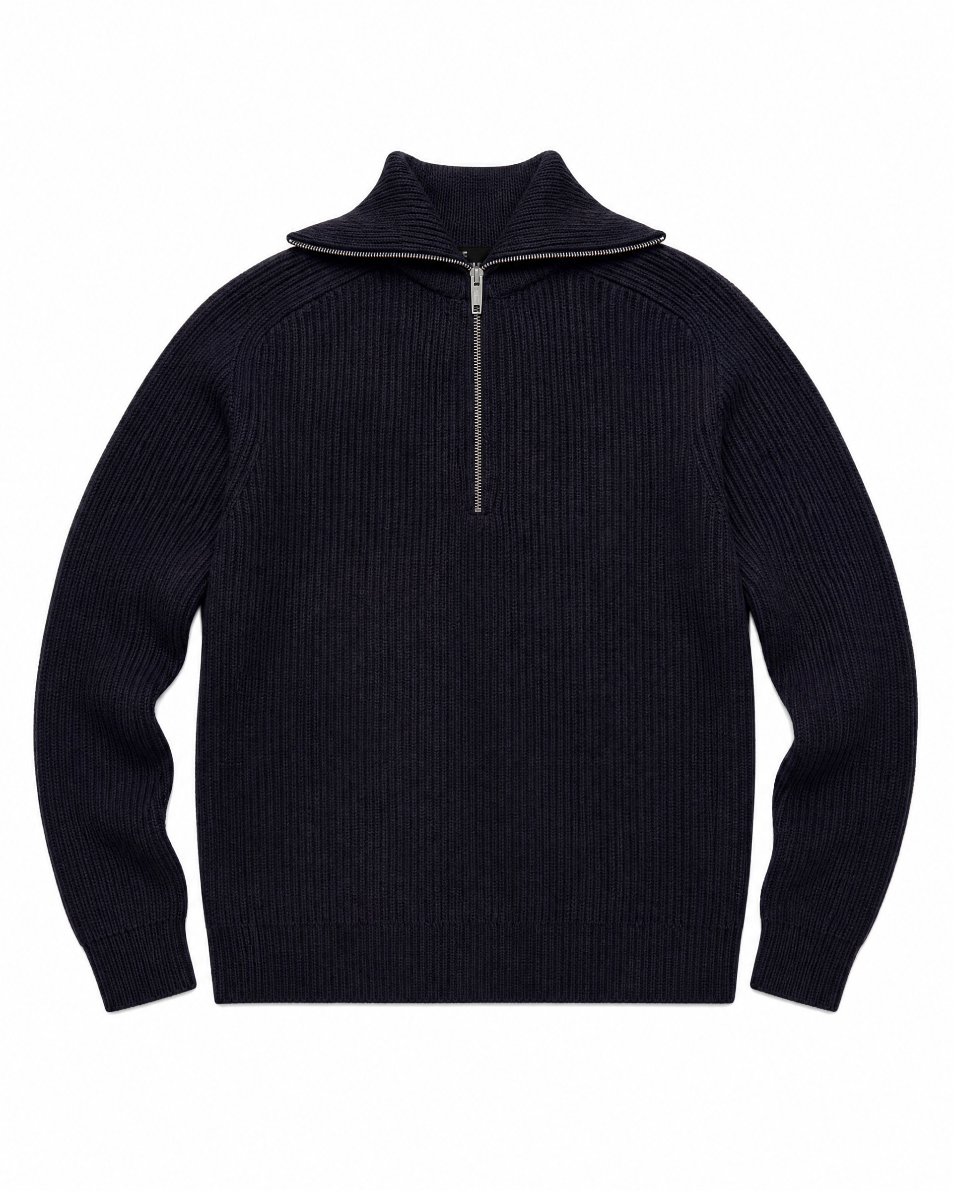 Navy Wool Trucker-Style Sweater
