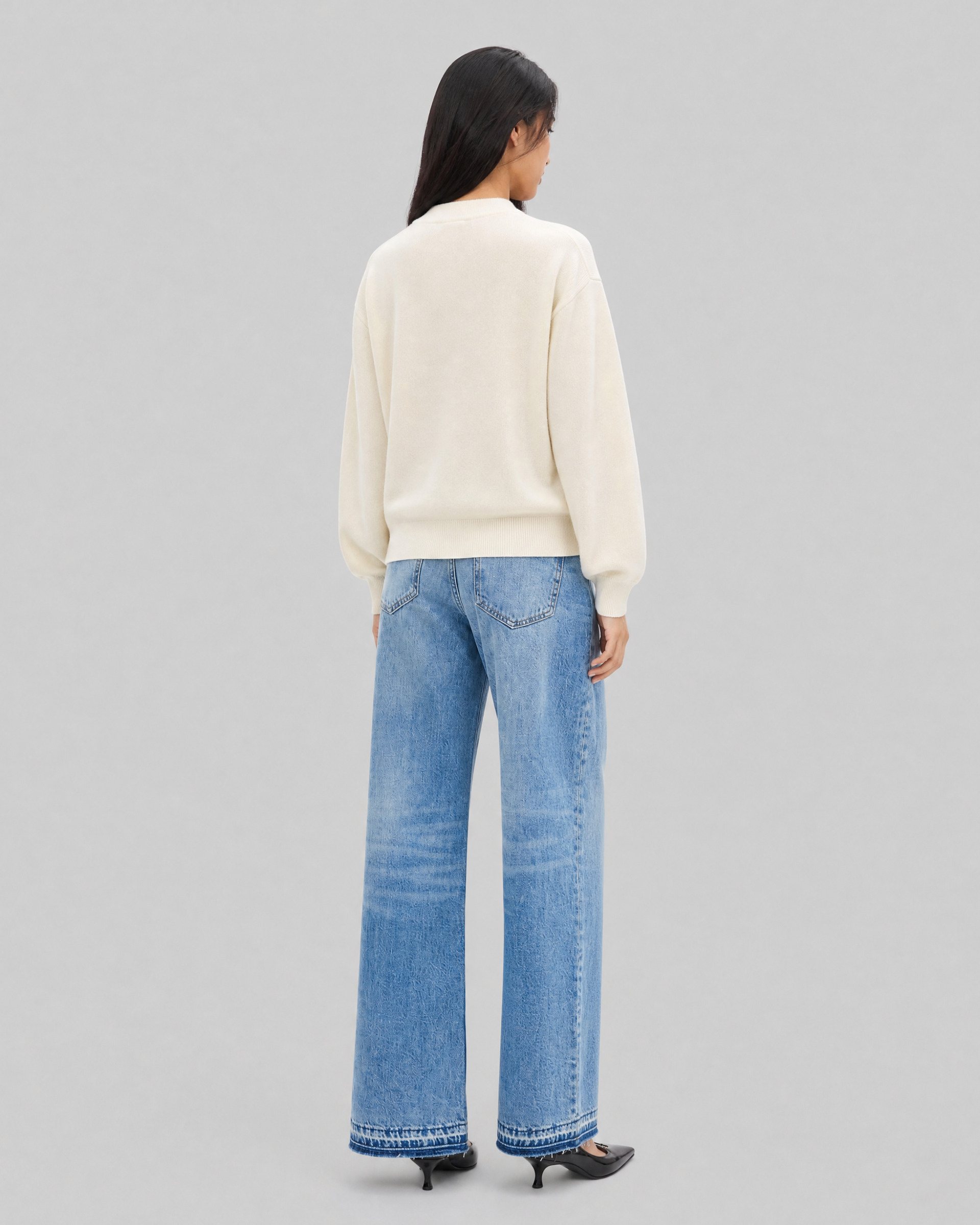 Ecru wool and cashmere sweater