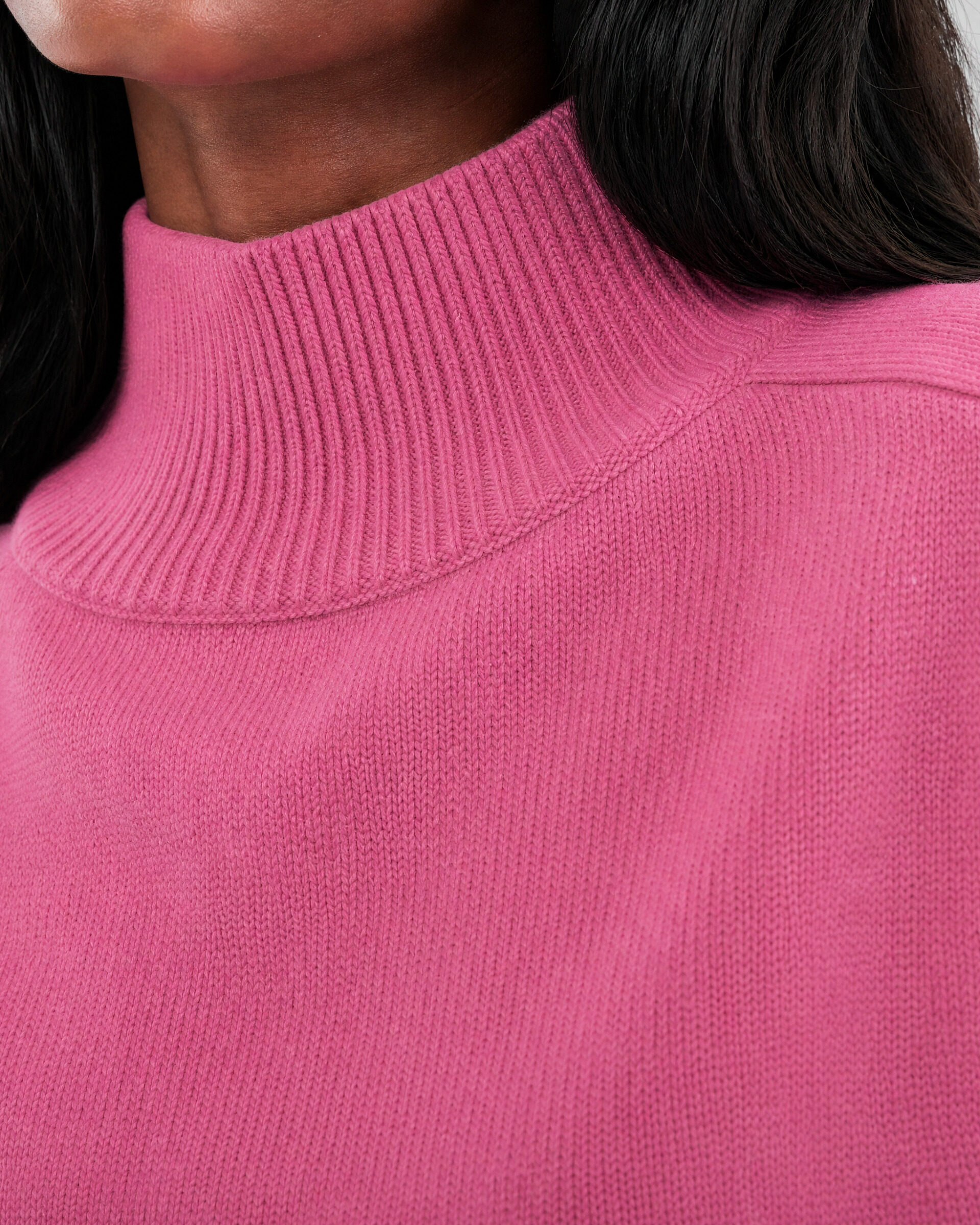 Pink Merino Wool High-Neck Sweater
