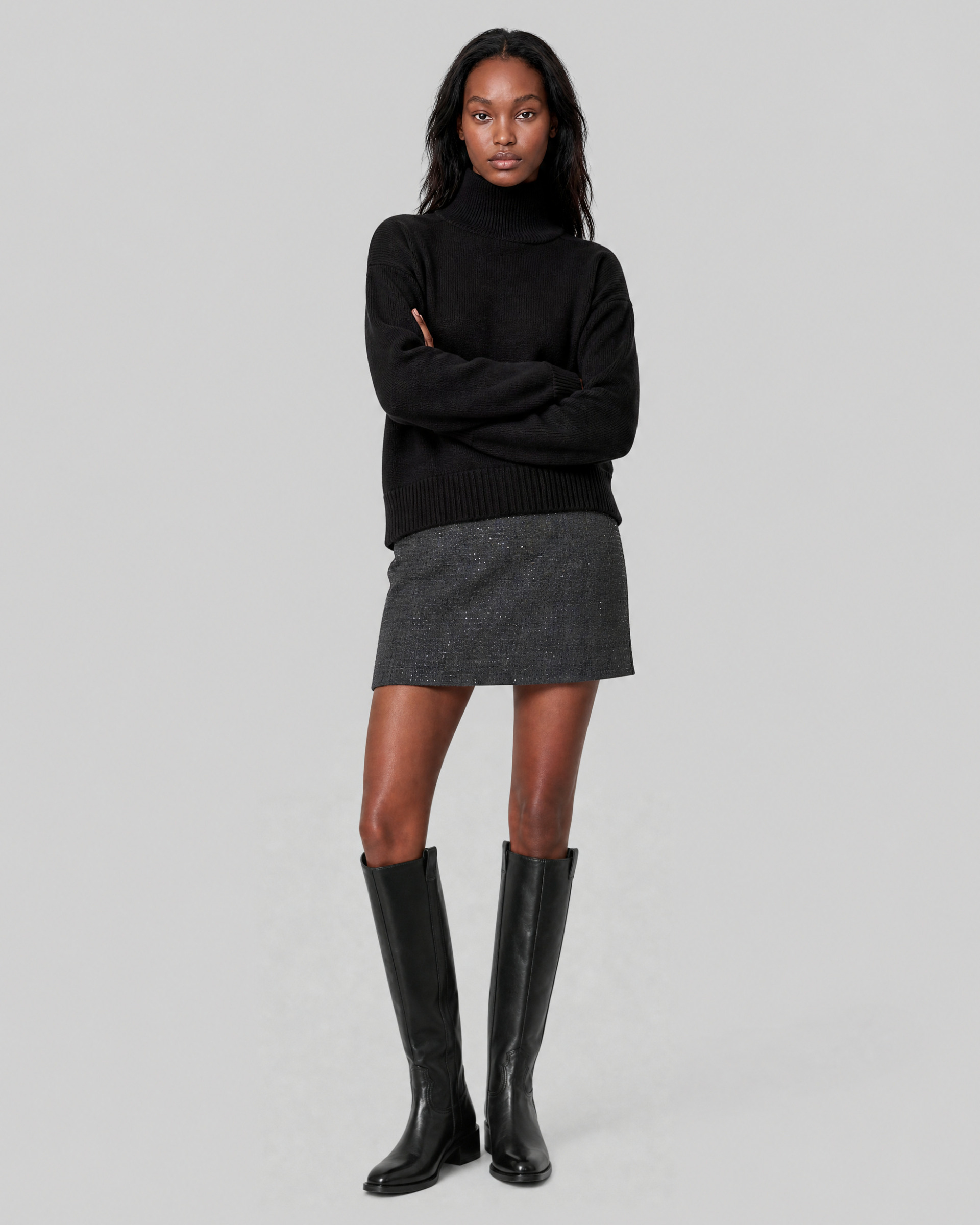 Black wool turtleneck sweater