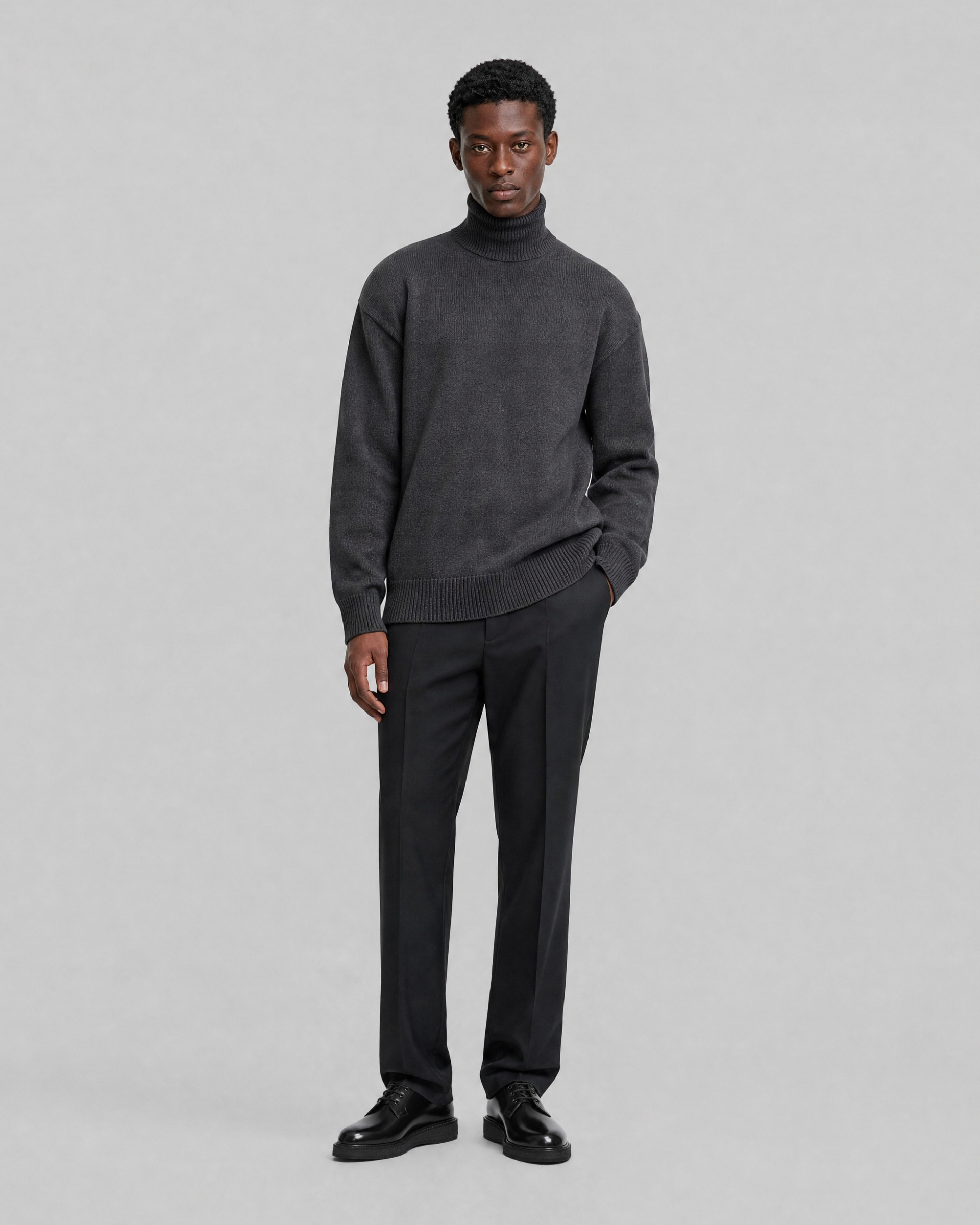 Grey Merino wool turtleneck sweater