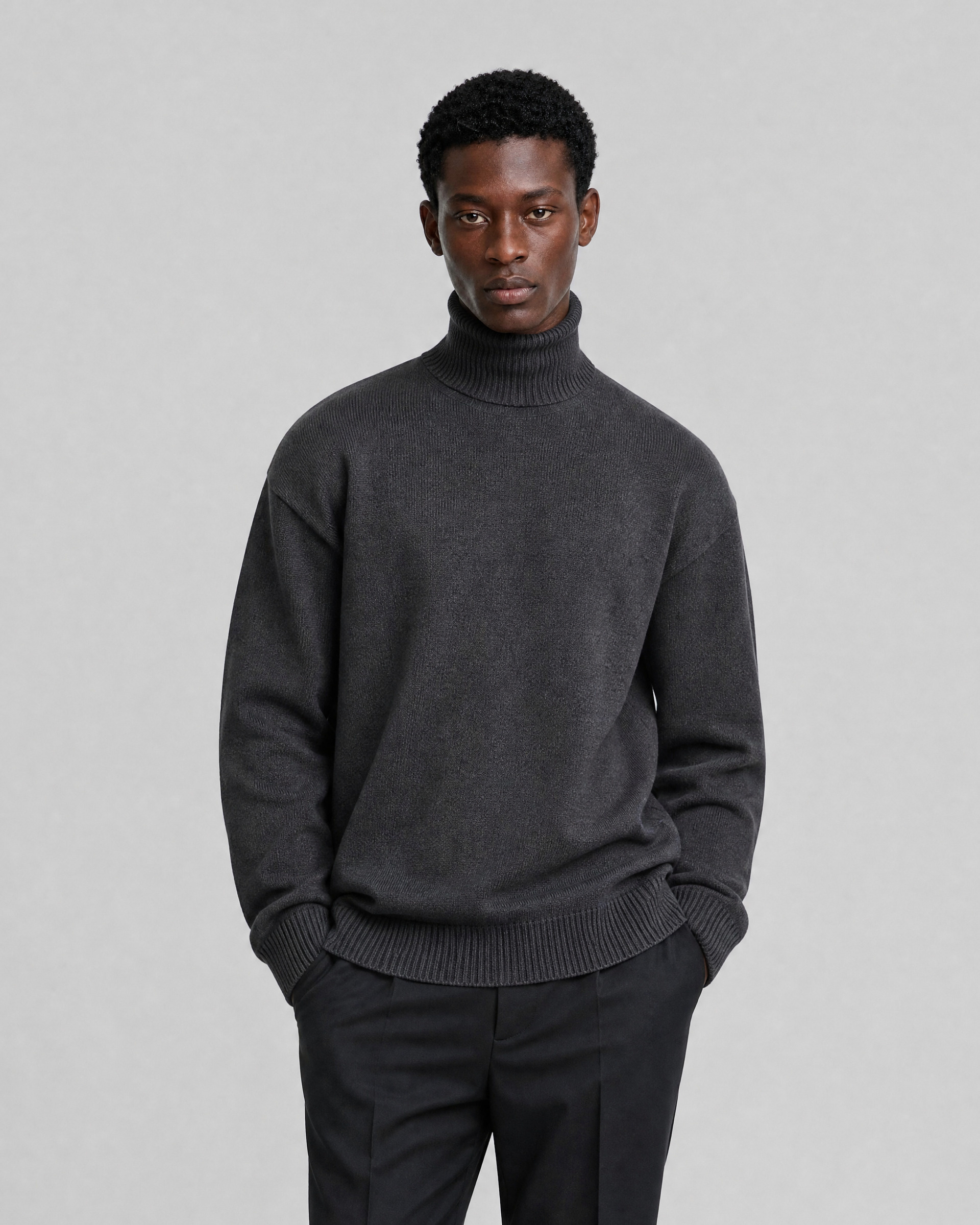 Grey Merino wool turtleneck sweater
