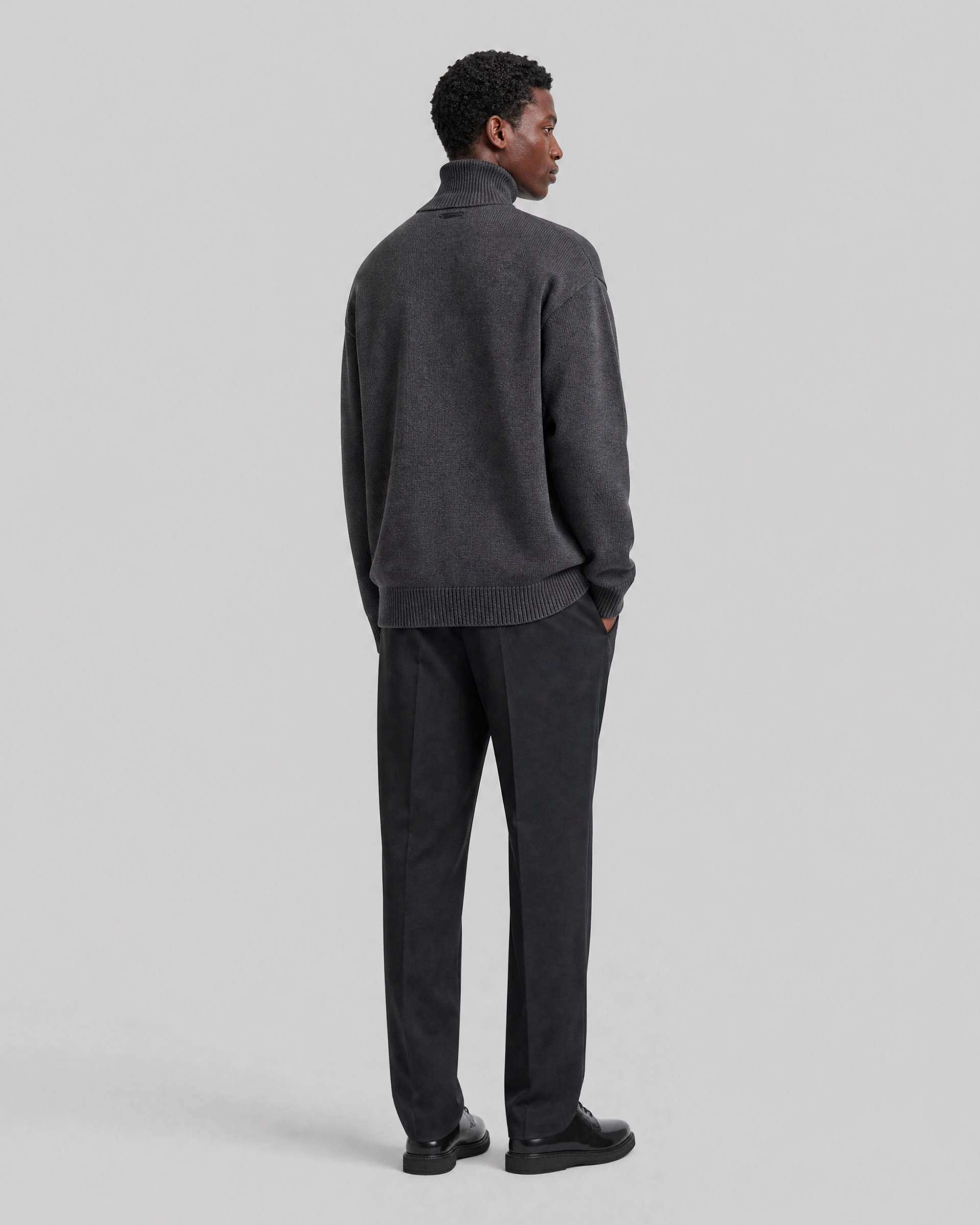 Grey Merino wool turtleneck sweater
