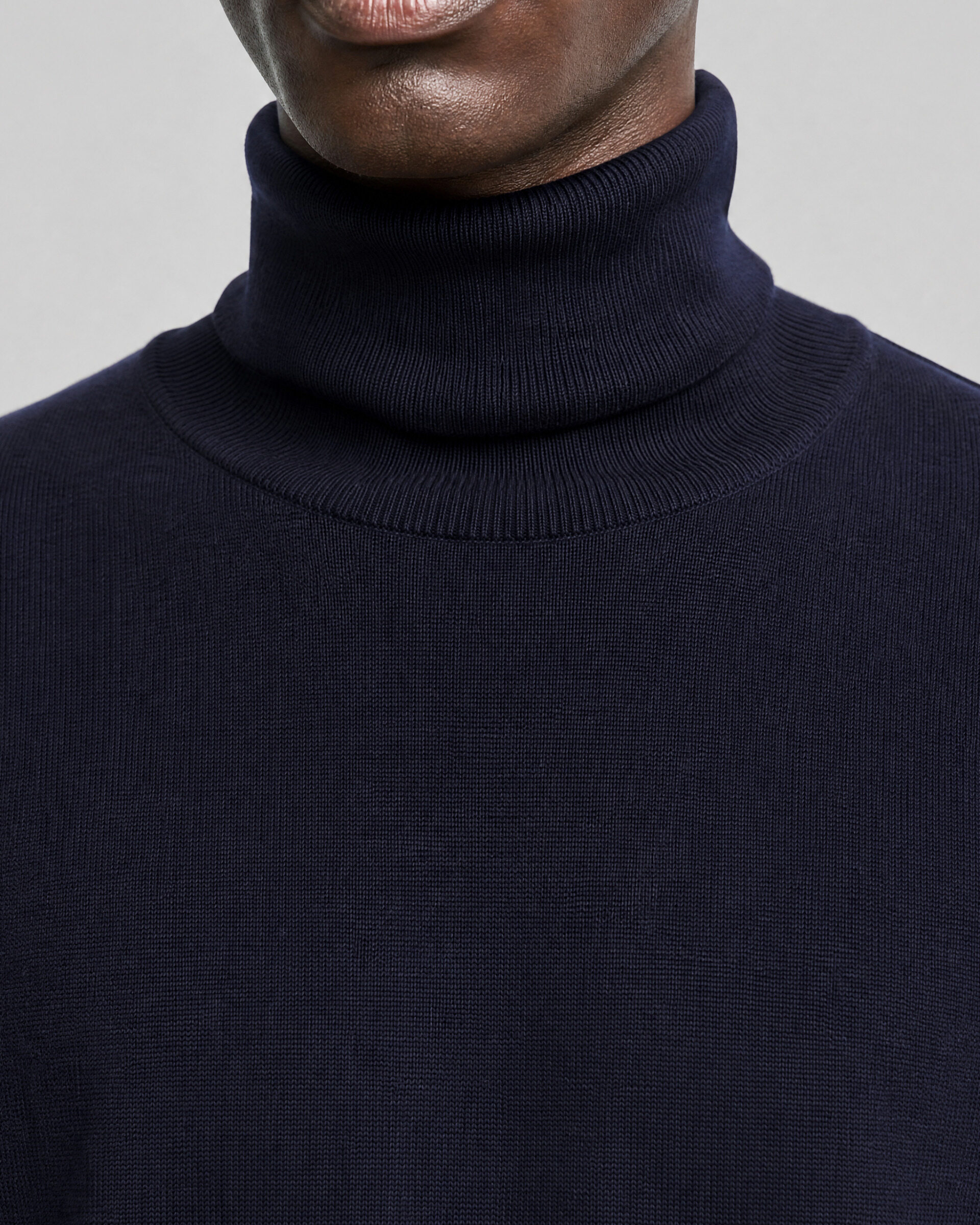 Navy Merino Wool Turtleneck Sweater