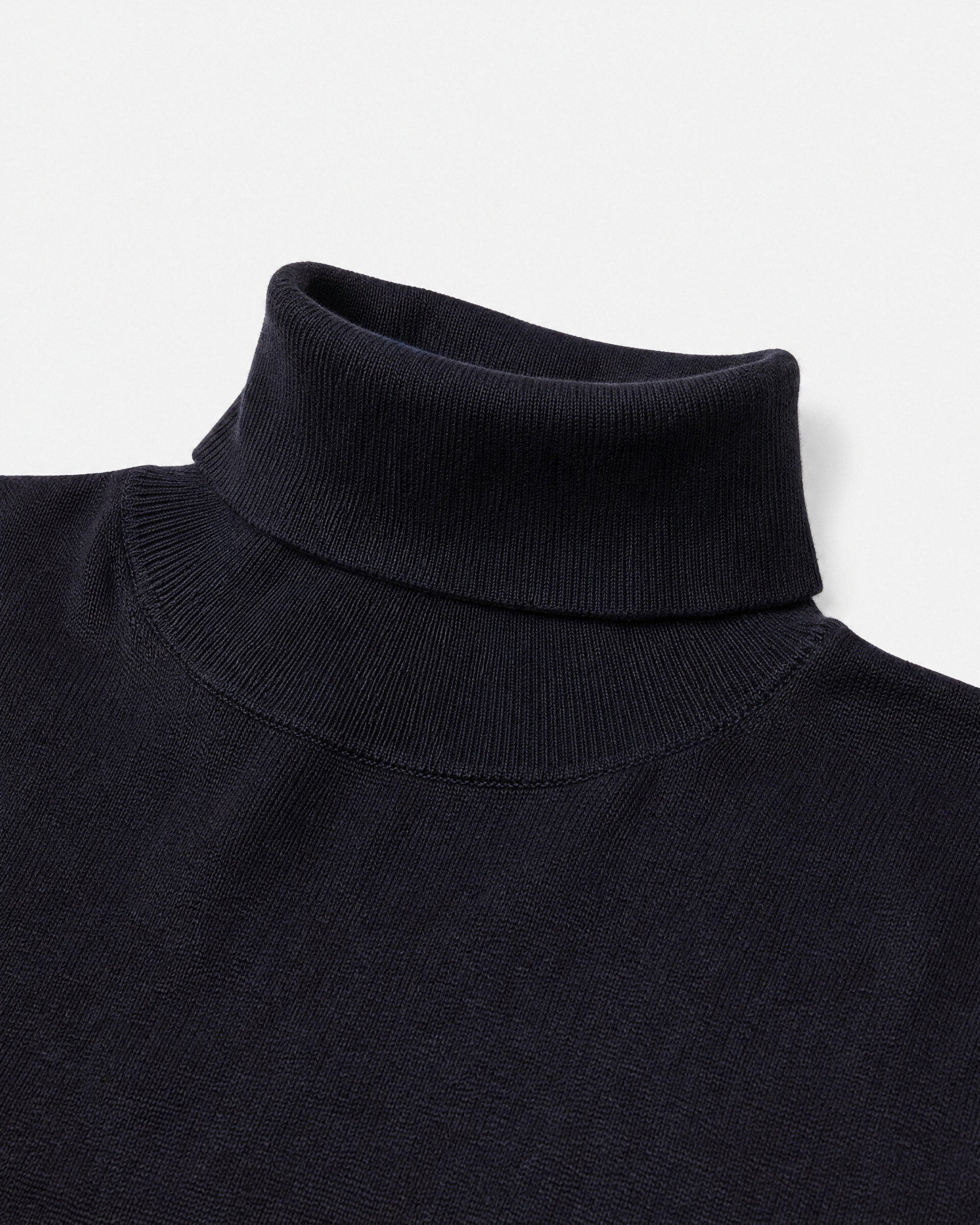 Navy Merino Wool Turtleneck Sweater