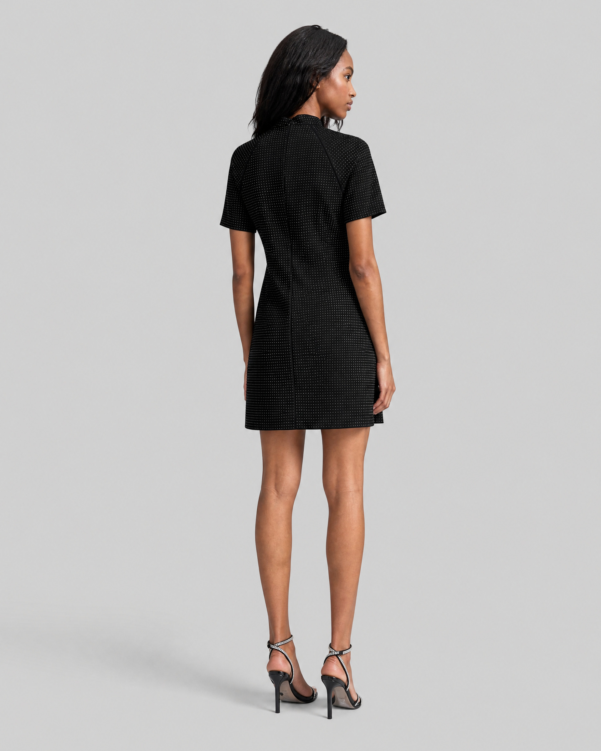 Short gray dress with rhinestones