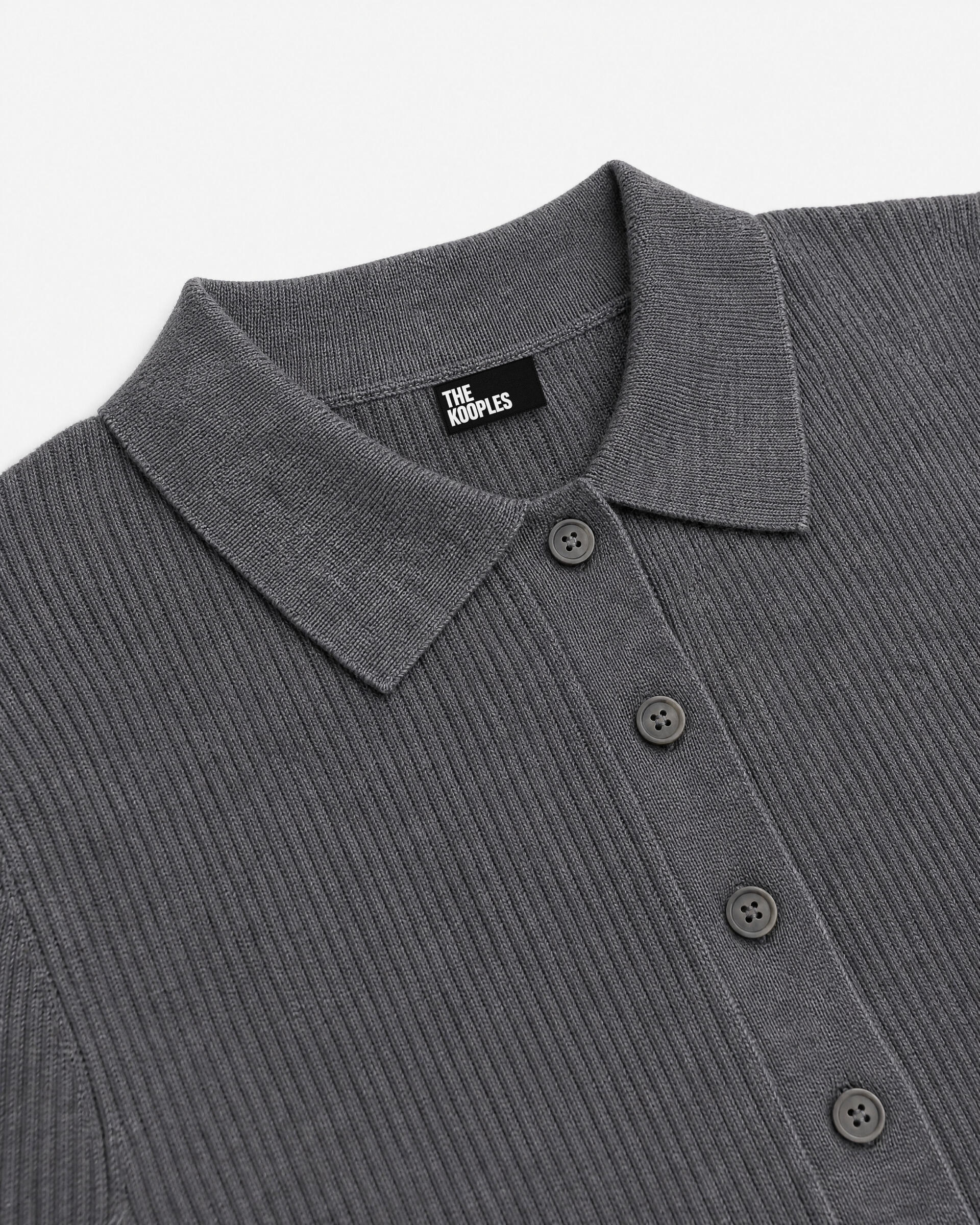 Gray Merino Wool Polo-Neck Sweater