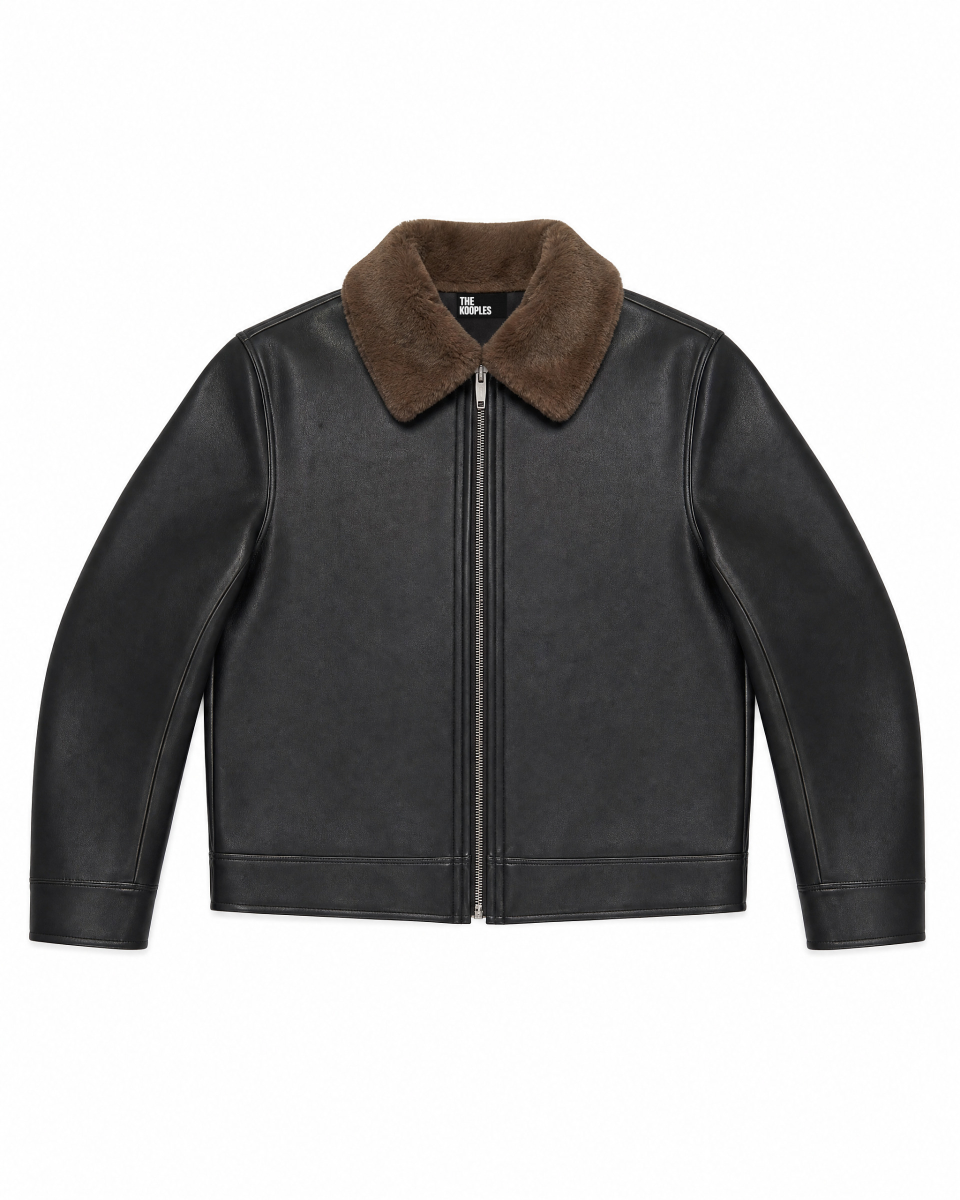 Reversible faux fur jacket in khaki and black