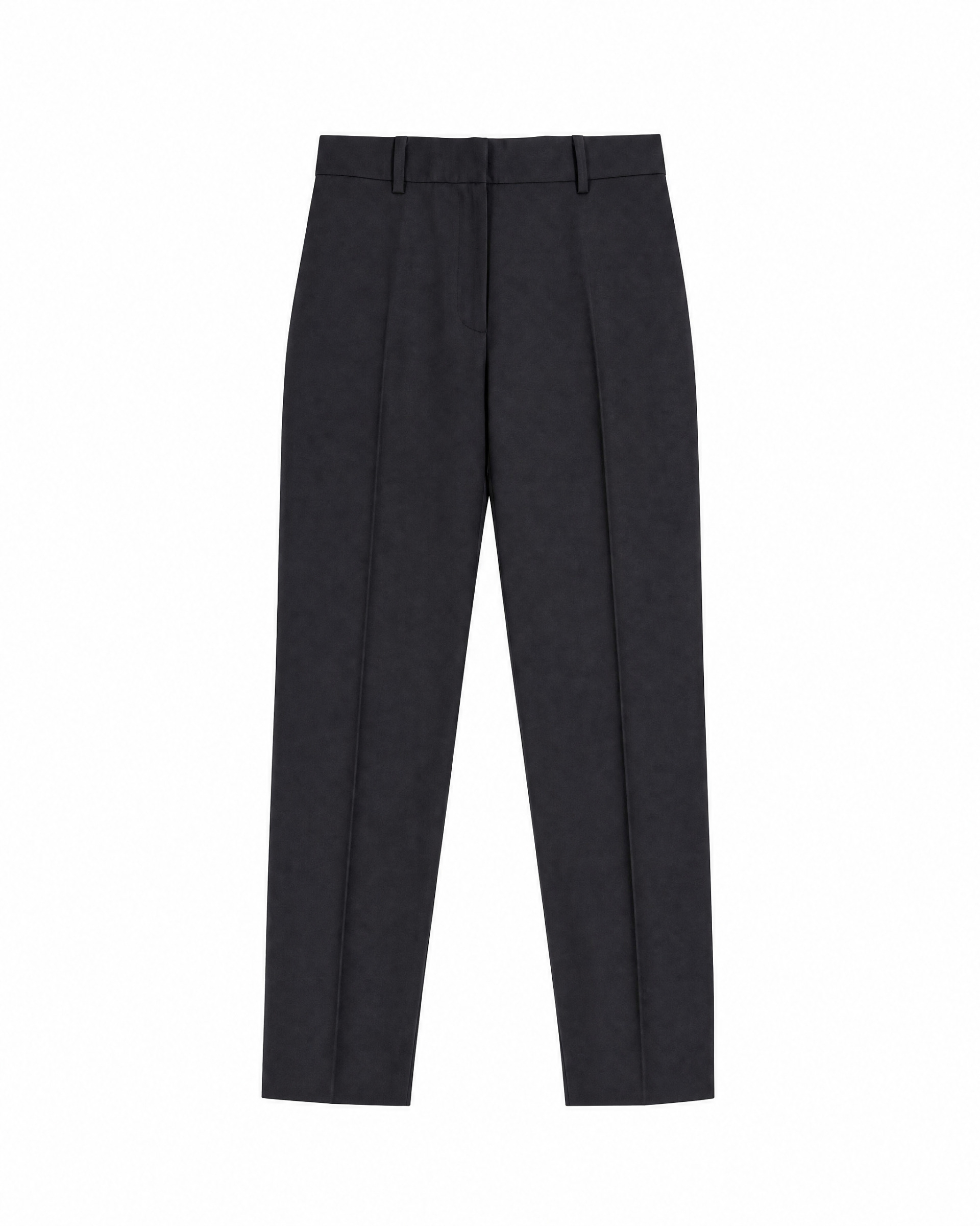 Fitted navy wool suit pants