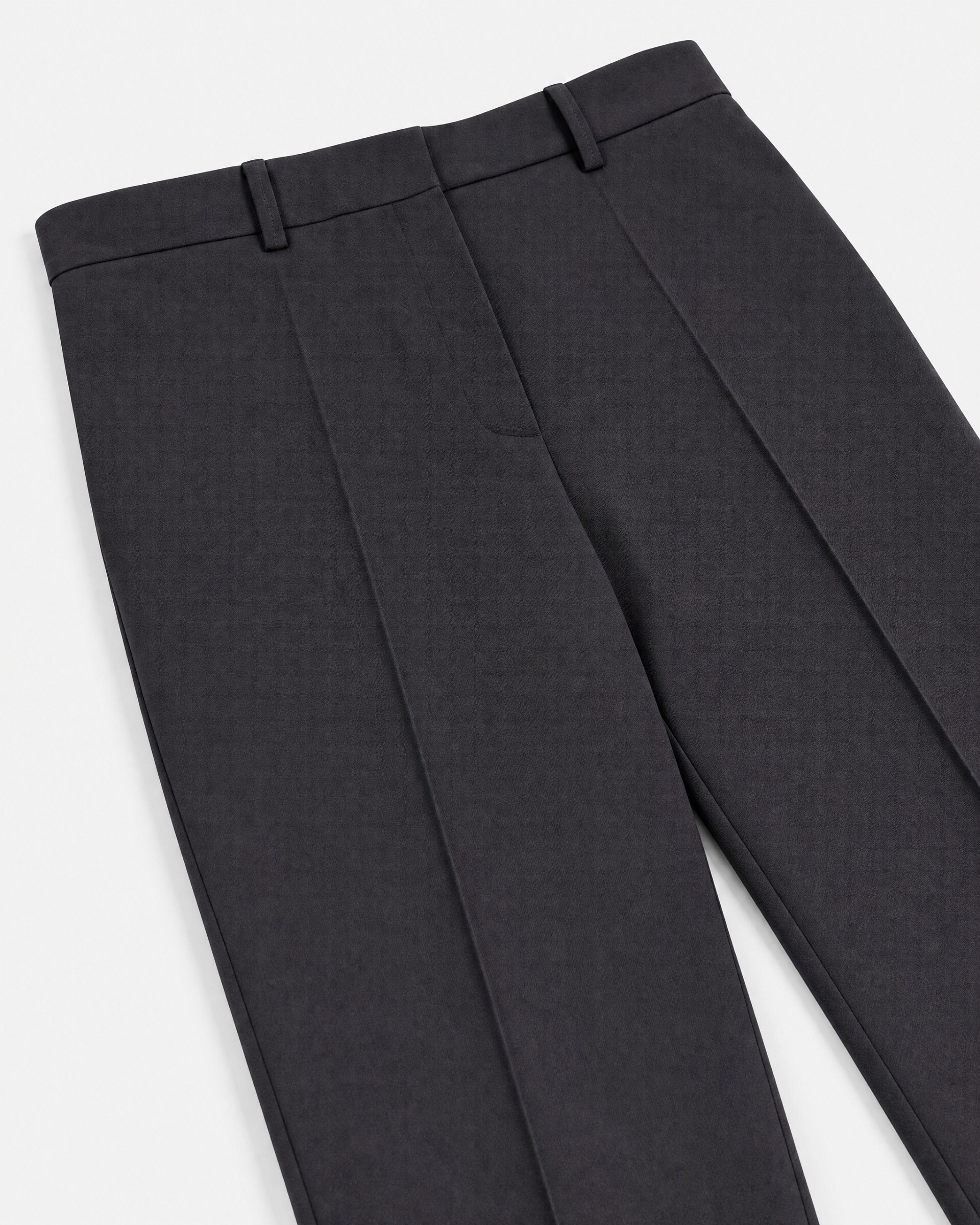 Fitted navy wool suit pants