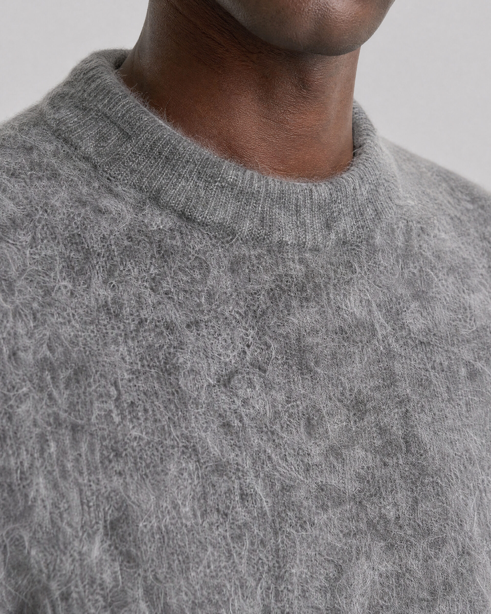 Gray mohair crew-neck sweater