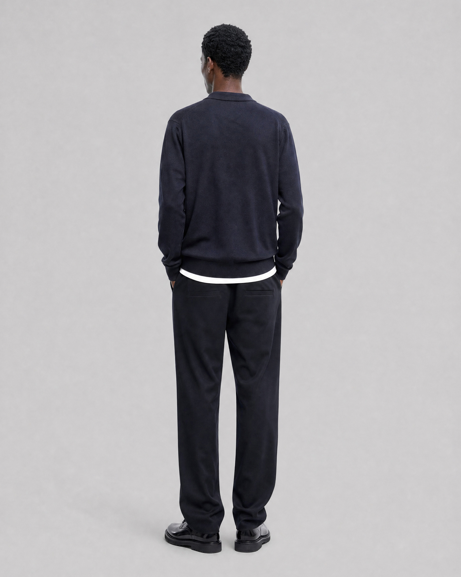 Navy Wool Polo-Neck Sweater
