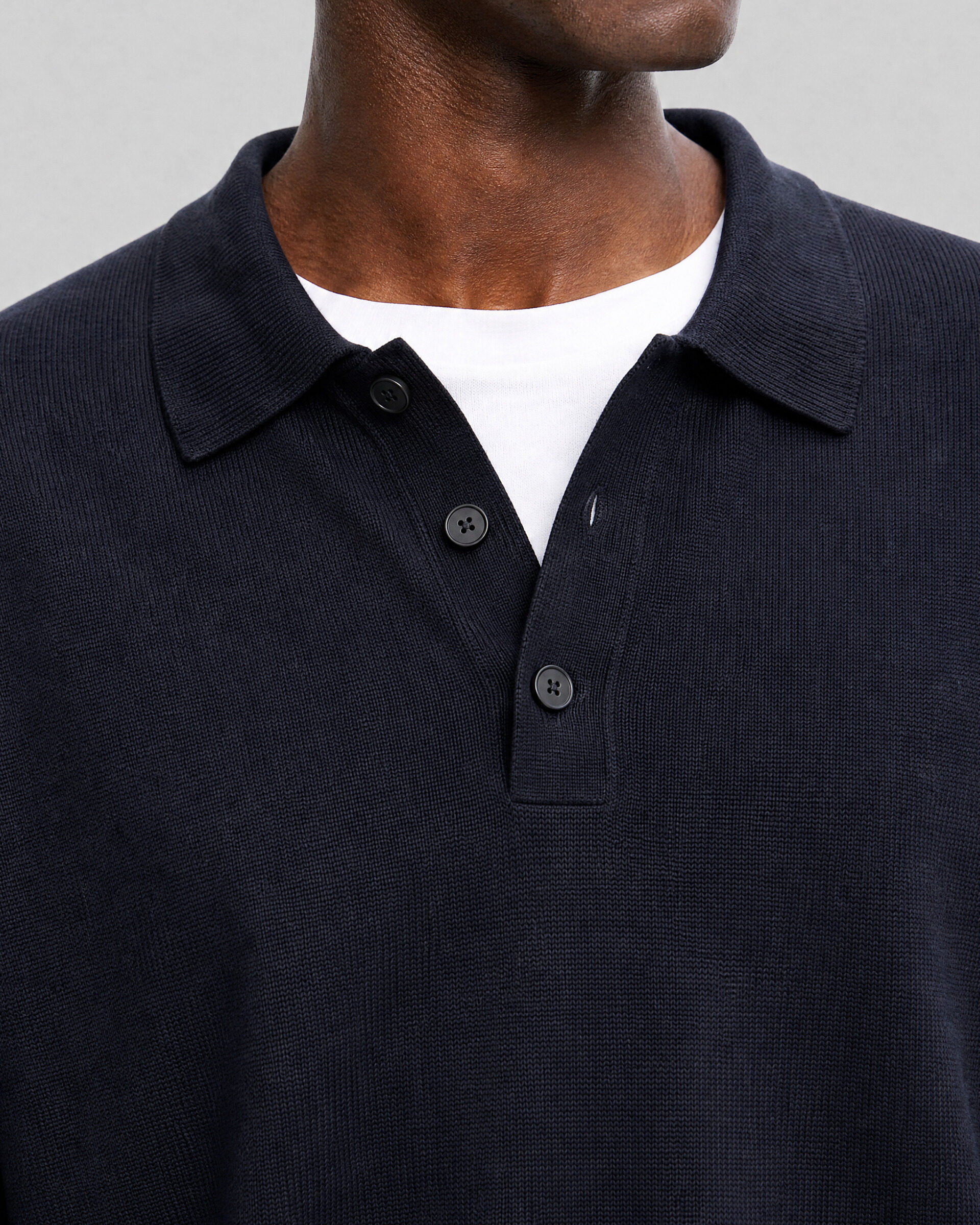 Navy Wool Polo-Neck Sweater