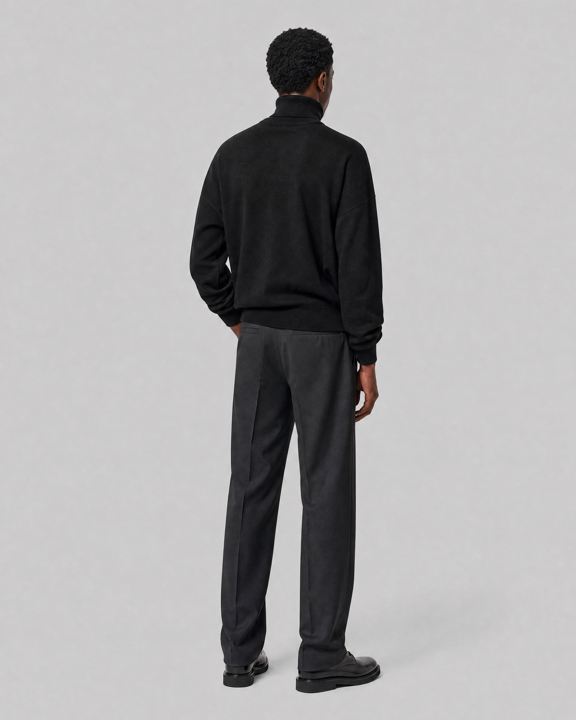 Black Merino Wool Turtleneck Sweater