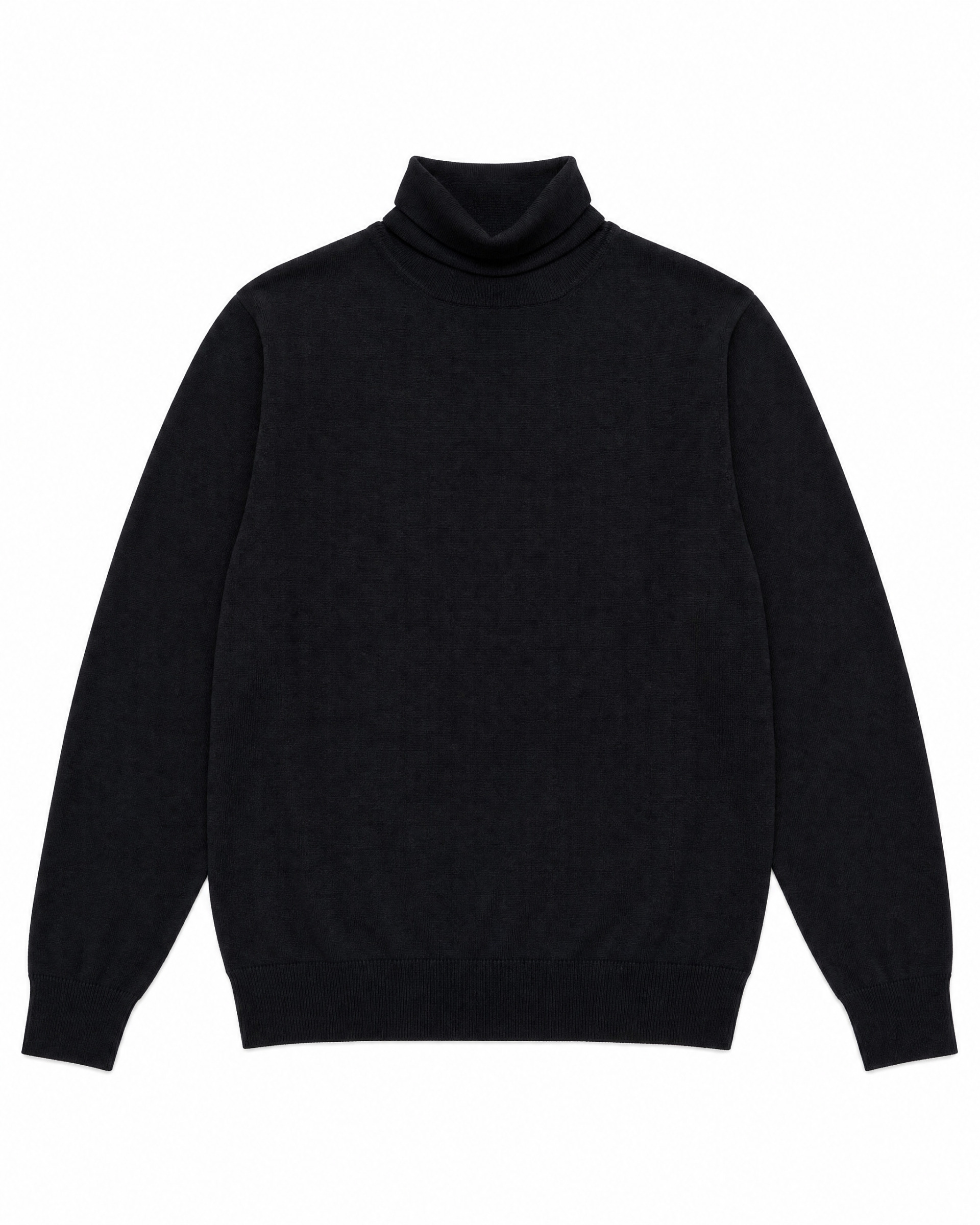 Black Merino Wool Turtleneck Sweater