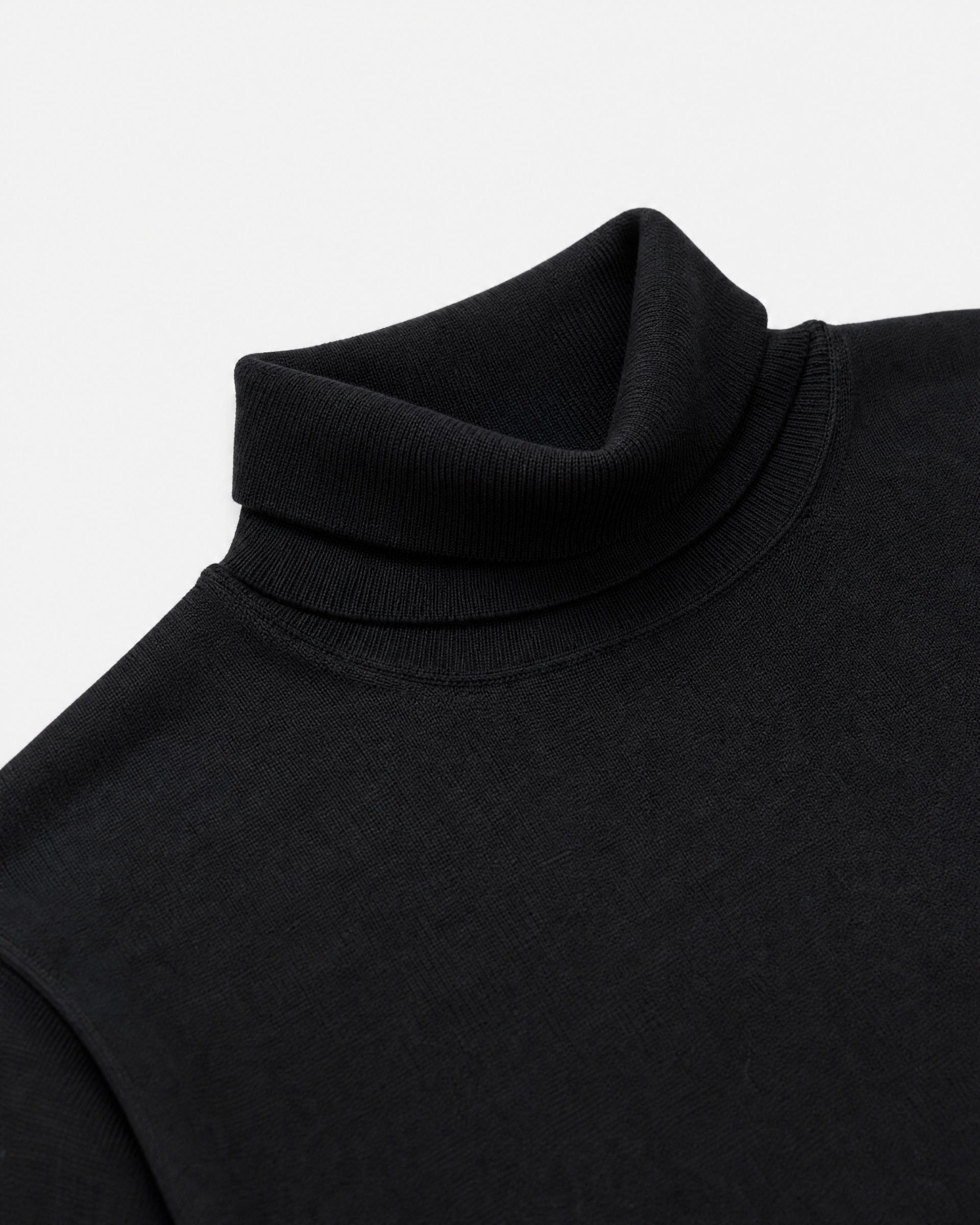 Black Merino Wool Turtleneck Sweater