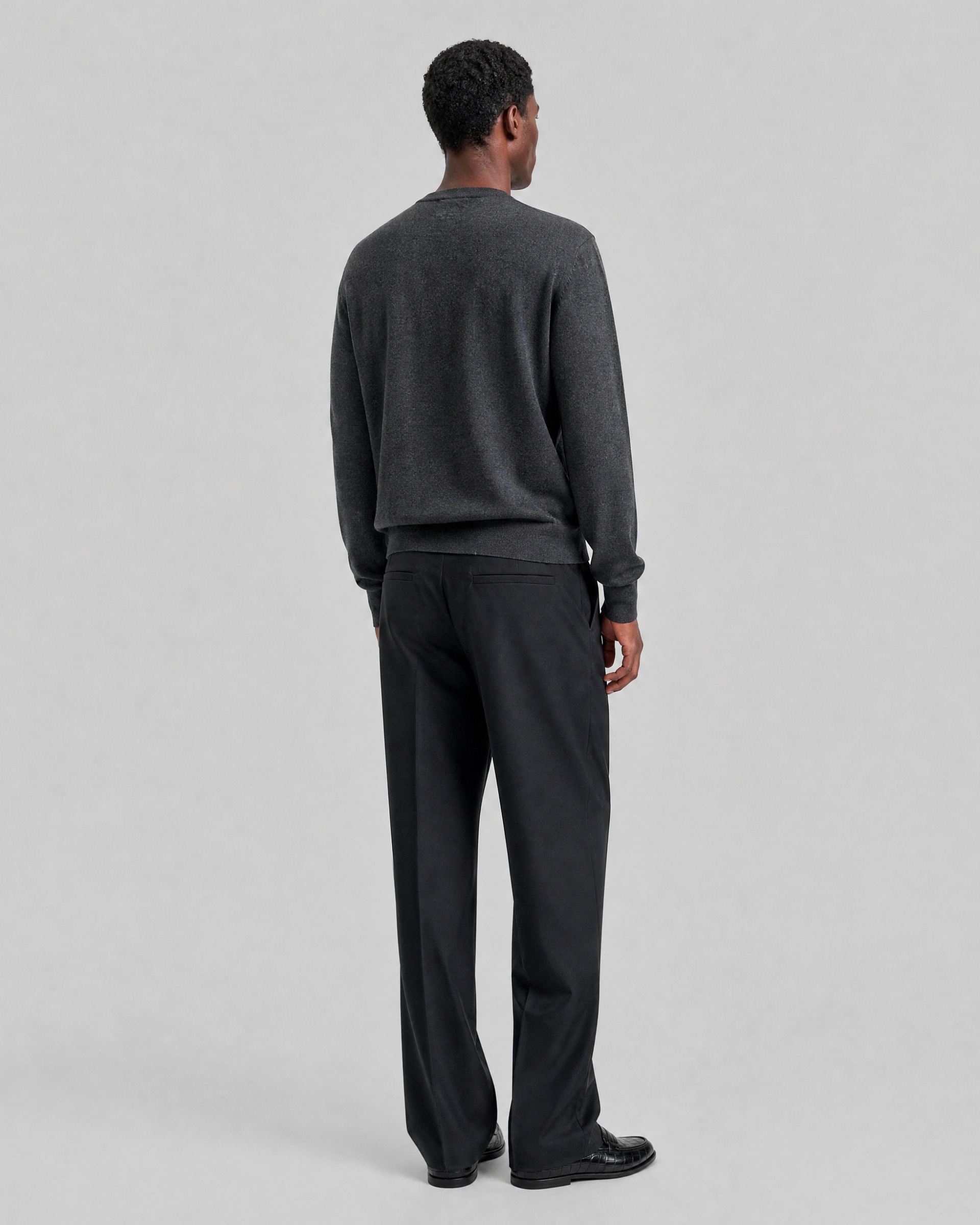 Gray Merino Wool Crew-Neck Sweater