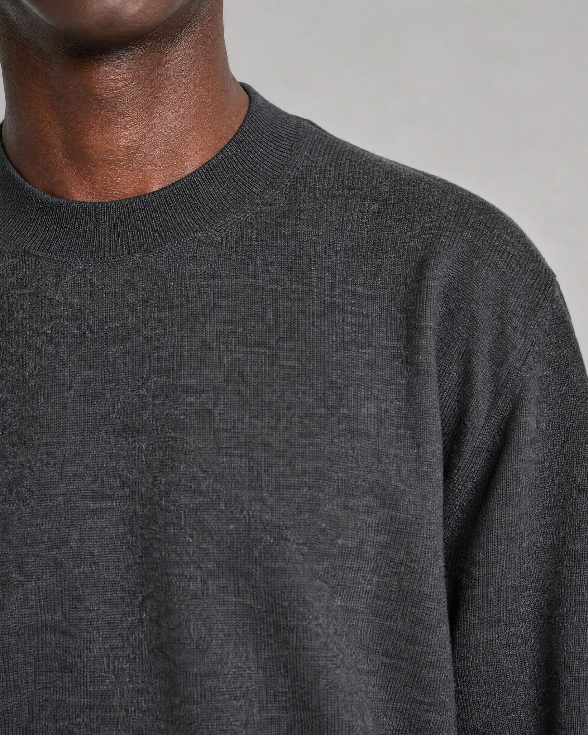 Gray Merino Wool Crew-Neck Sweater