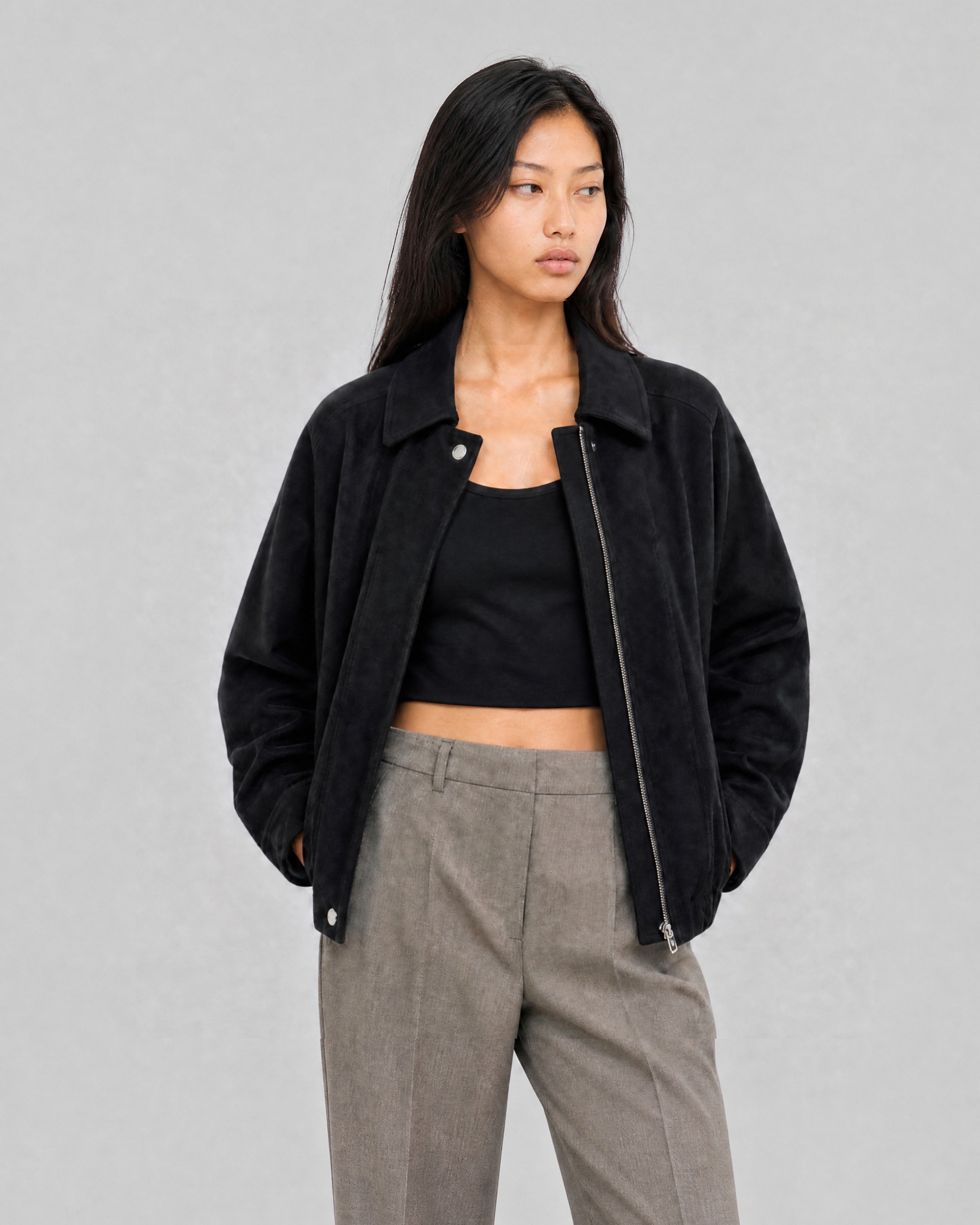 Black wool-blend jacket