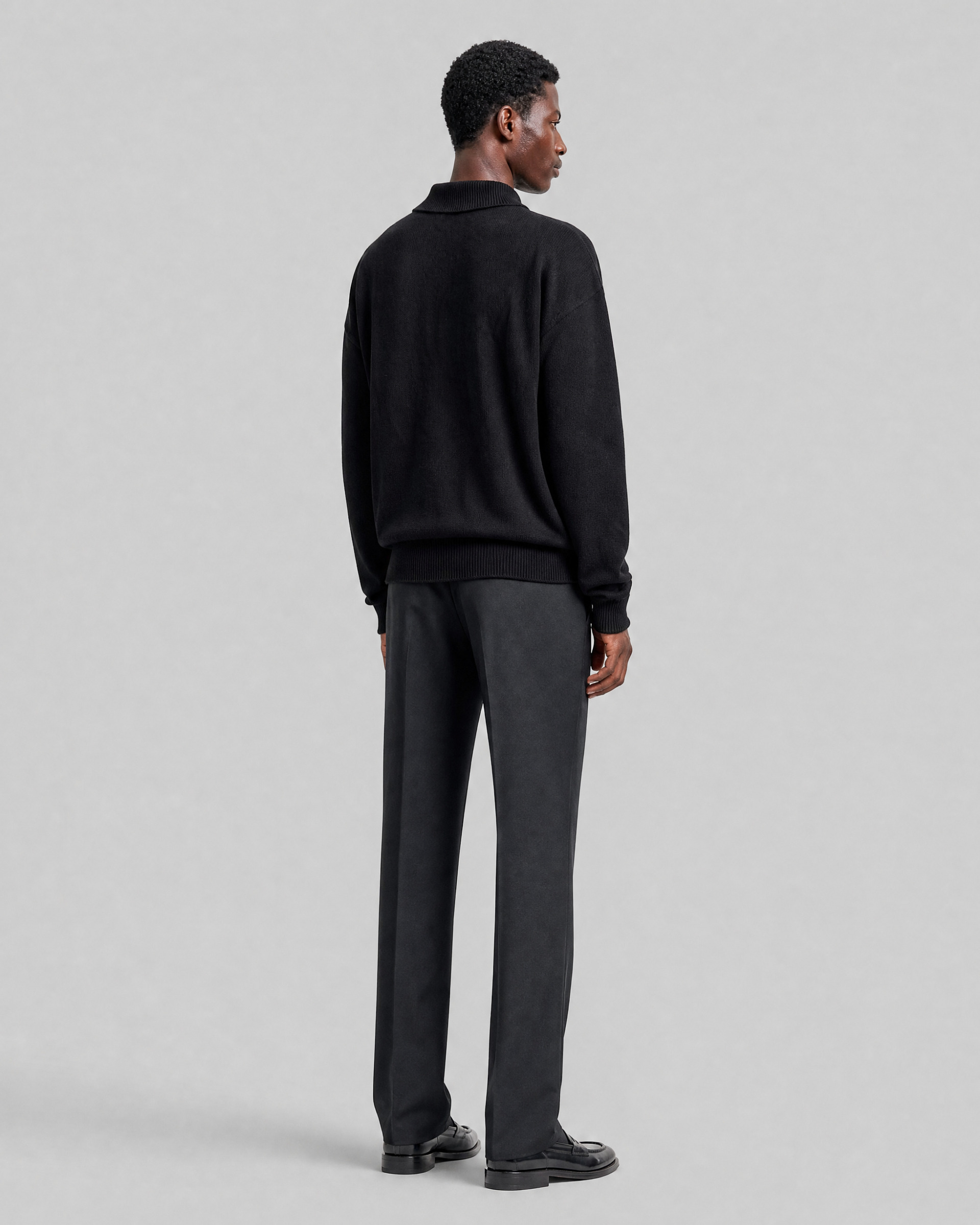 Black wool polo-neck sweater