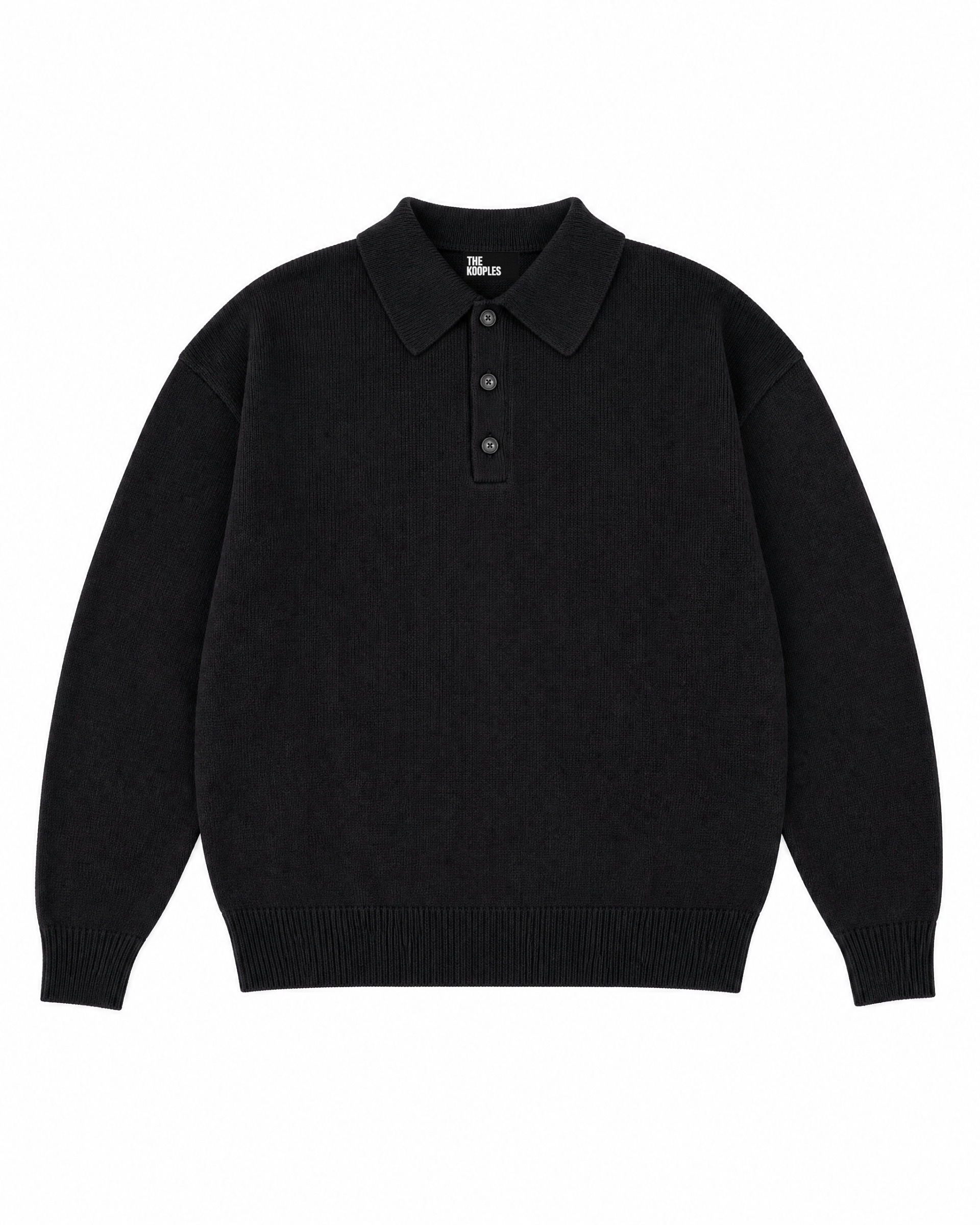 Black wool polo-neck sweater