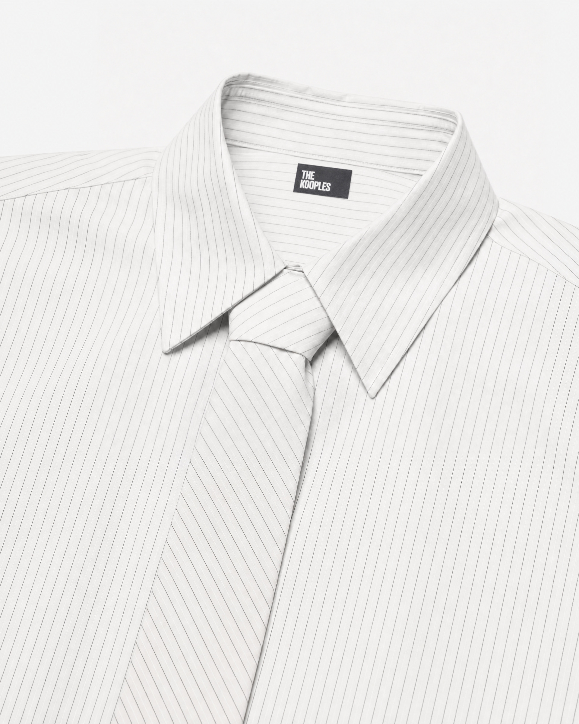 Striped cotton shirt with a white tie