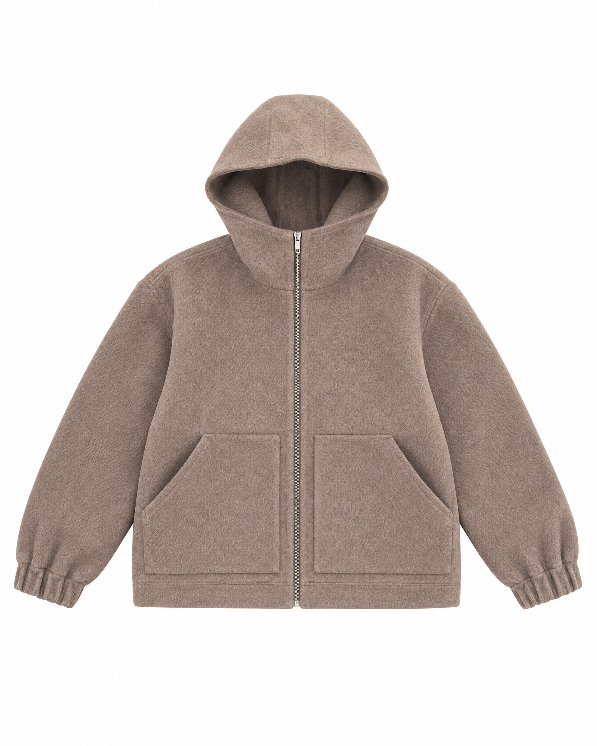 Beige wool jacket with a hood