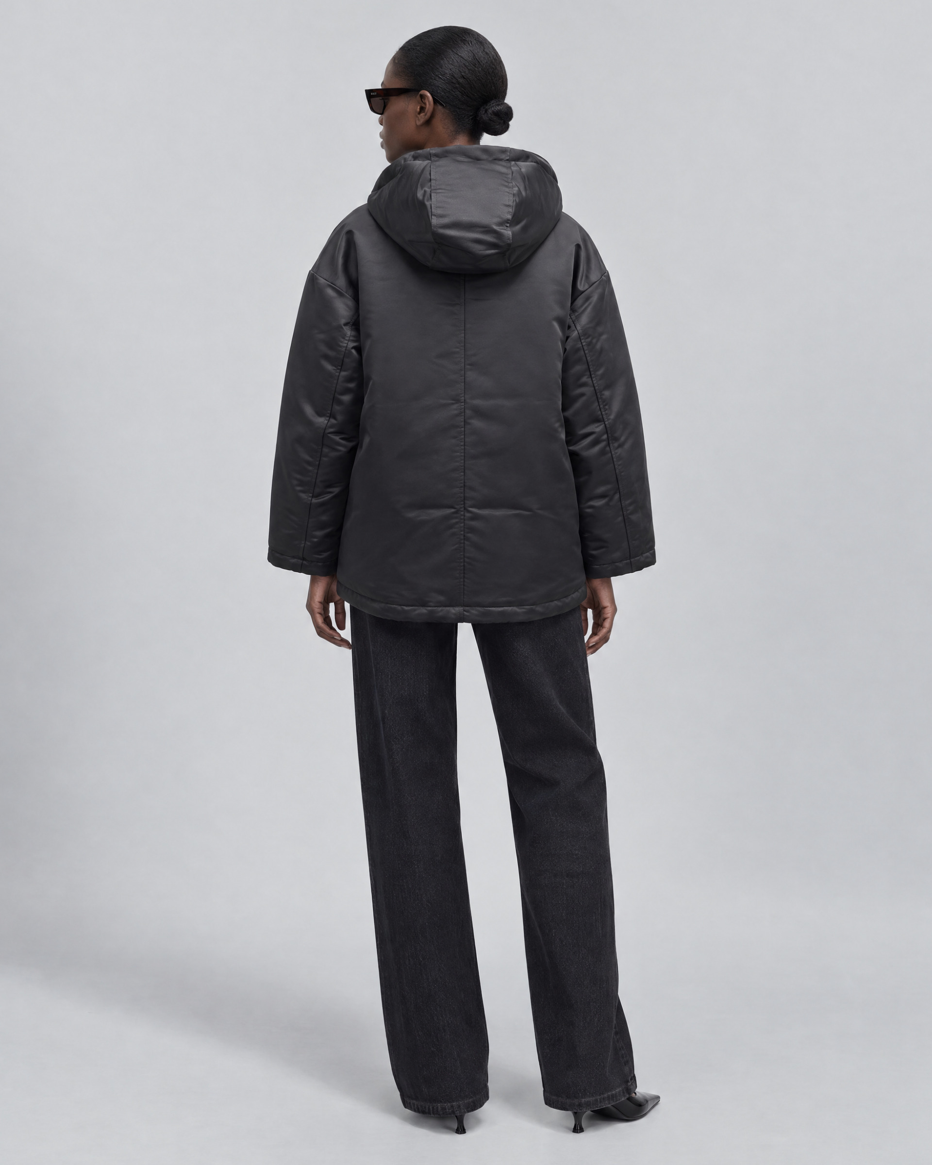 Black Satin-Finish Down Jacket