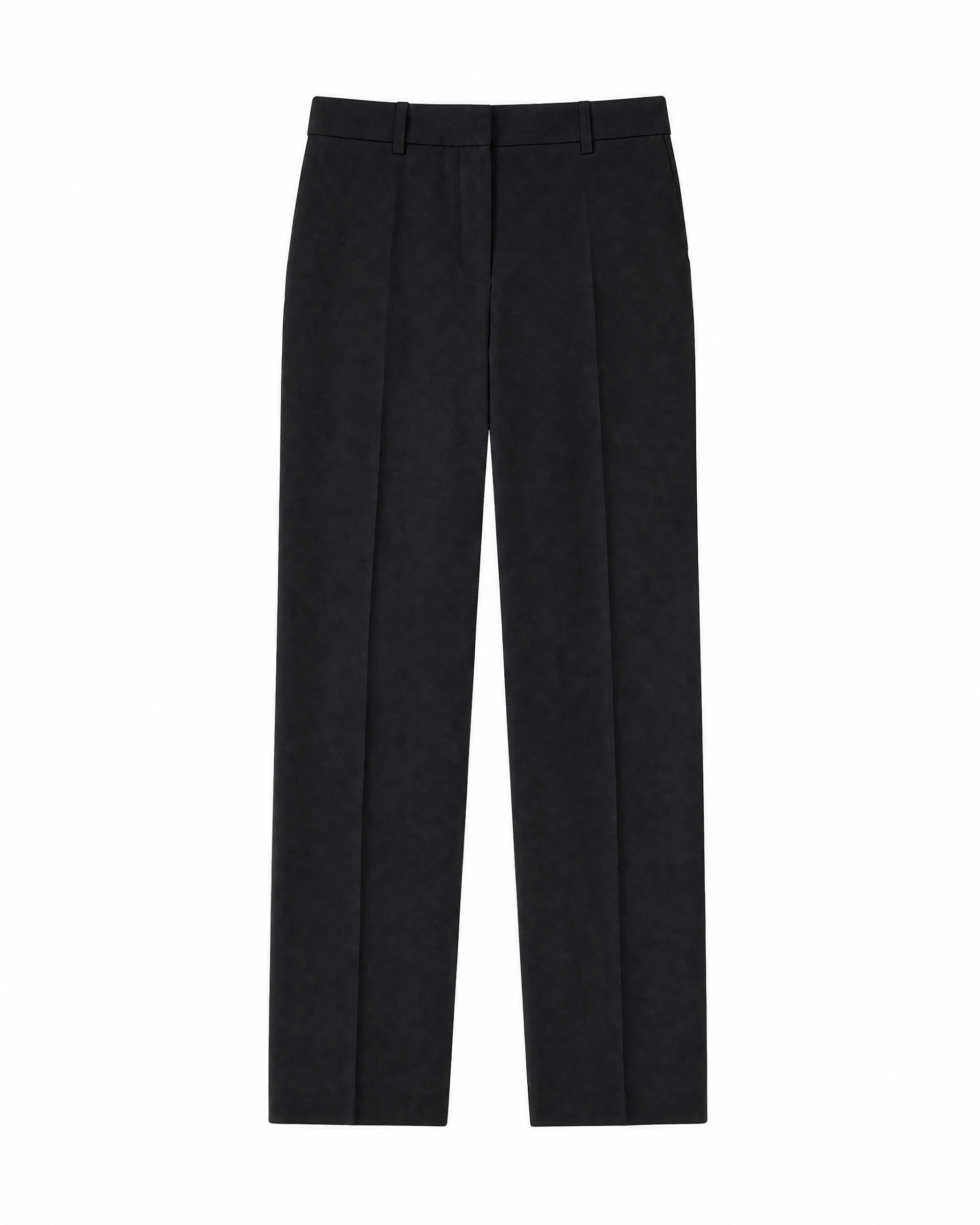 Black, fitted wool suit pants