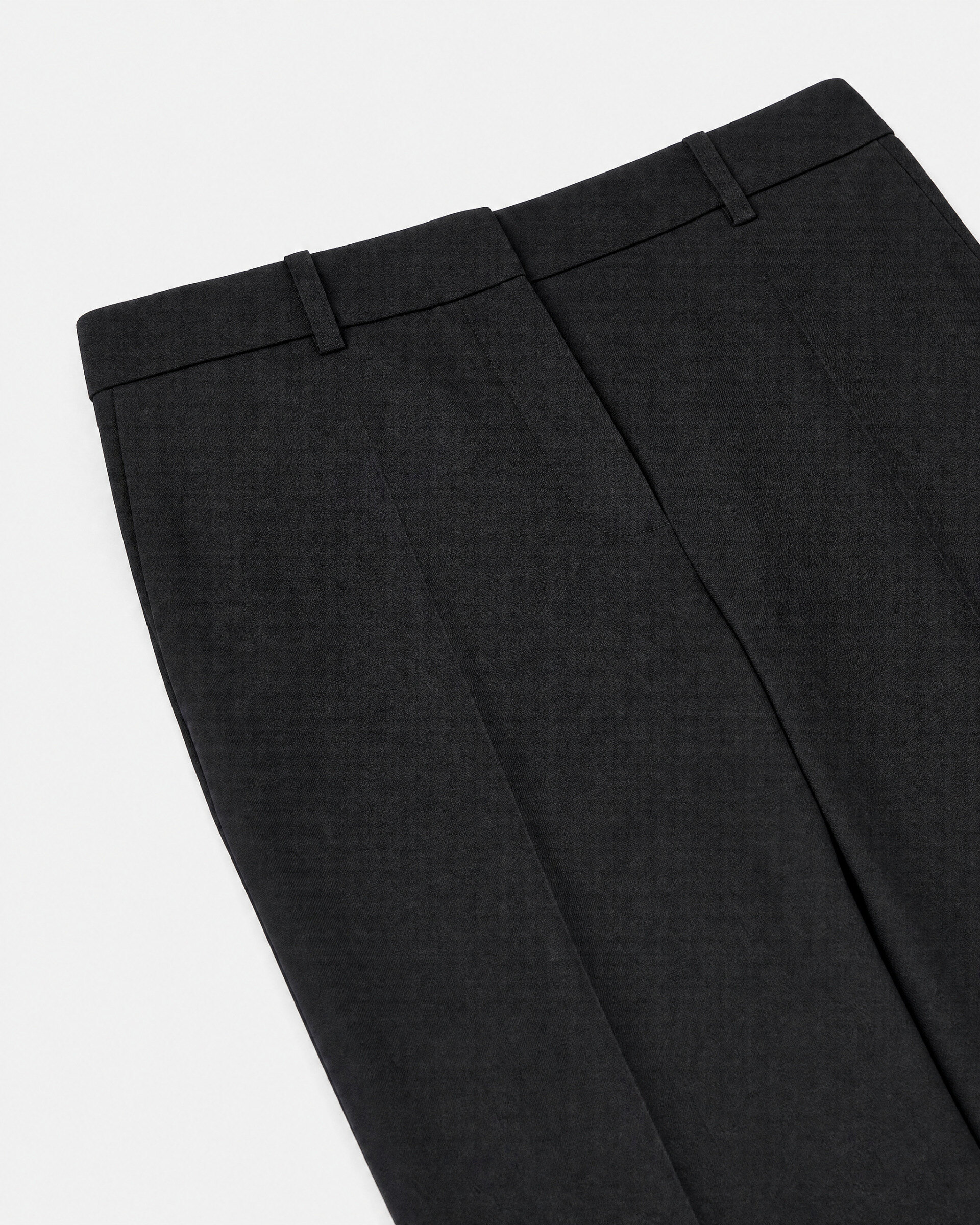 Black, fitted wool suit pants